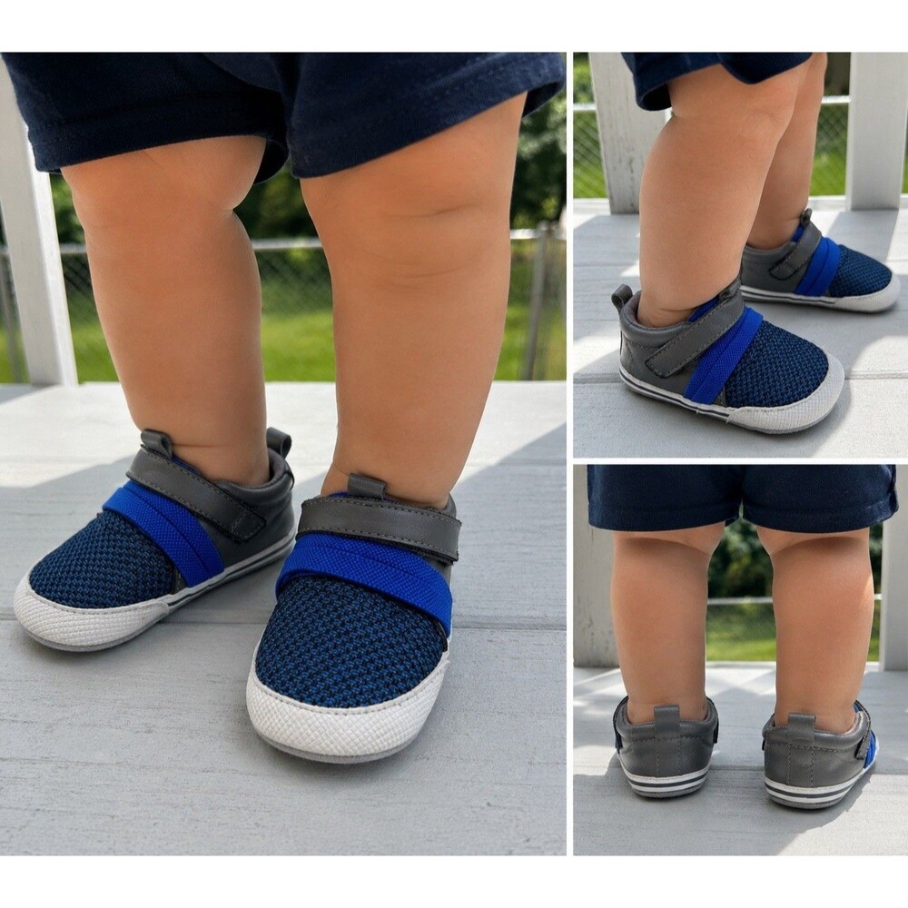 ro+me Baby Boy Blue Gray Shoes 12-18 Months